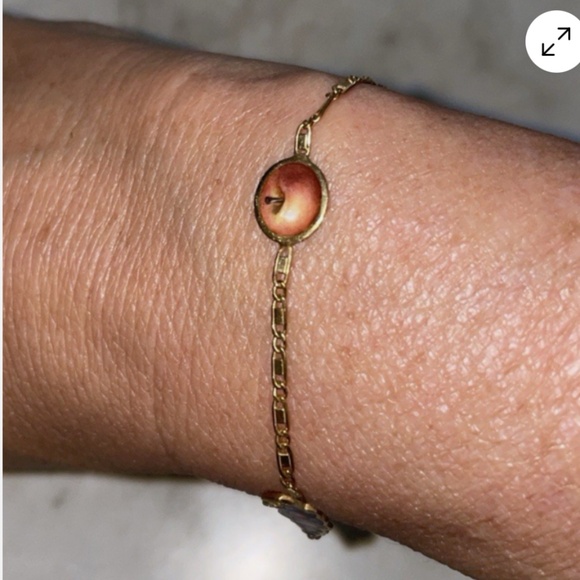18 K Gold Fruit Bracelet Impa Italy Vintage Watermelon, Grapes, And Apple 3.72 G - Picture 3 of 9